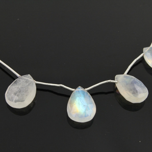 Rainbow Moonstone Faceted Pear Drop, (RM/PR/9x14-11x15) - Beadspoint