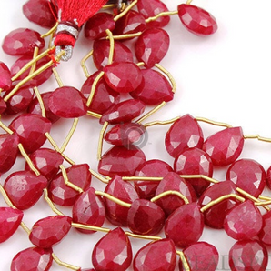 Ruby Beads Faceted Pear Drops, 2 Pieces (2RBY10x13FPEAR) - Beadspoint