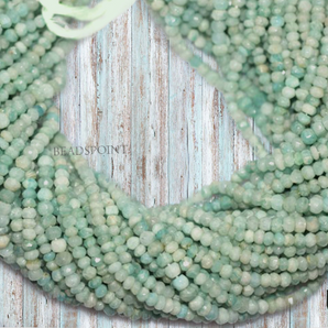 Amazonite Faceted Roundel Beads, (AMZ4450RNDL) - Beadspoint