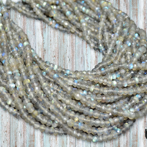 Labradorite Faceted Roundel Beads, (LAB45RNDL) - Beadspoint