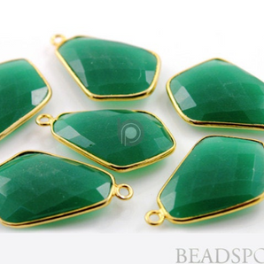 Green Onyx Faceted Fancy Connector, (BZC7389-B) - Beadspoint