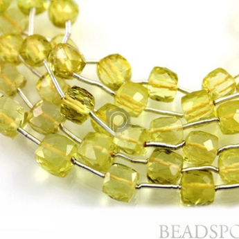 Lemon Topaz Small Micro Faceted Cubes, (LTZ5-6CUBE) - Beadspoint