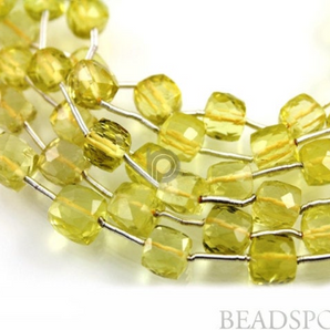 Lemon Topaz Small Micro Faceted Cubes, (LTZ5-6CUBE) - Beadspoint