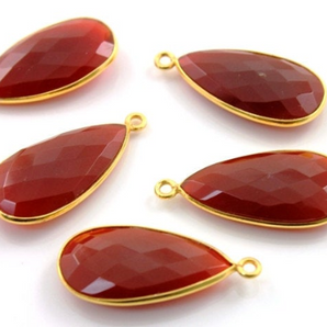 Carnelian Faceted Flat Pear Shape Bezel, (BZC7071-F) - Beadspoint