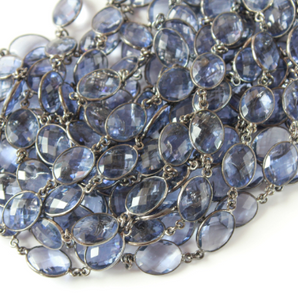 Iolite Quartz Faceted Oval Chain, (GMC-IOL-12X15) - Beadspoint