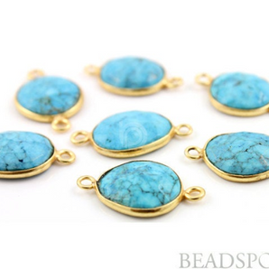 Turquoise Faceted Oval Connector, (BZC7105-LG) - Beadspoint