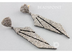 Pave Diamond Art Deco Earrings, (DER-141) - Beadspoint
