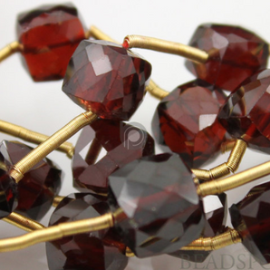 African Garnet Faceted Cubes,4 Pieces, (4GAR5x5Cube) - Beadspoint