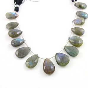 Labradorite Faceted Pear Briolettes Beads, (LAB21x13PR) - Beadspoint