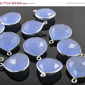 Blue Chalcedony Heart Bezel Drop, (SSBZ8007) - Beadspoint