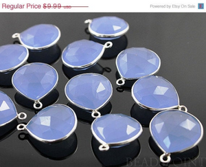 Blue Chalcedony Heart Bezel Drop, (SSBZ8007) - Beadspoint