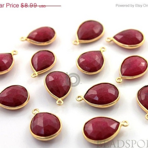 Dyed Ruby Faceted Pear Shape Bezel, (BZC7288-A) - Beadspoint