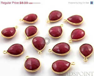 Dyed Ruby Faceted Pear Shape Bezel, (BZC7288-A) - Beadspoint