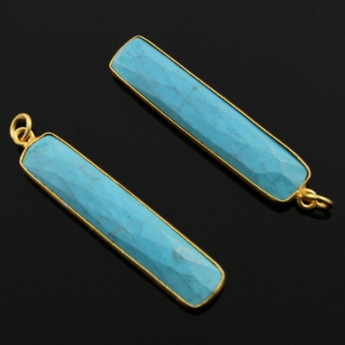 Blue Turquoise Long Drop Bezel, (BZC9022/TURQ) - Beadspoint