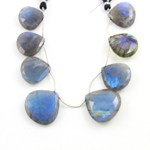 Blue Flashes Labradorite Faceted Heart Briolettes Beads, (LAB30x30HRT) - Beadspoint