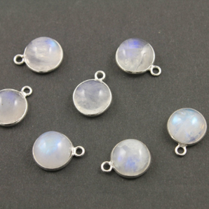 Rainbow Moonstone Coin Pendant, 11 mm (SSRNM-COIN-01) - Beadspoint