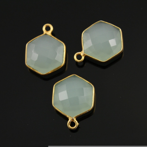 Sky Chalcedony Faceted Hexagon Bezel (BZC9025/SC/NEW) - Beadspoint