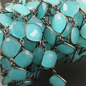 Aqua Chalcedony Faceted Bezel Chain, (BC-ACH-01) - Beadspoint