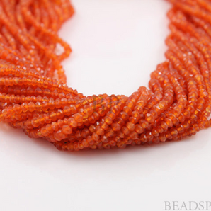 Carnelian Micro Faceted Roundel Beads, (CARmicrndl) - Beadspoint