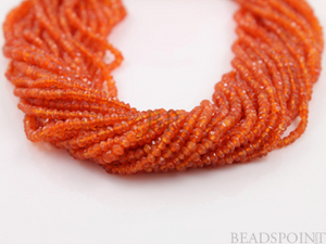 Carnelian Micro Faceted Roundel Beads, (CARmicrndl) - Beadspoint