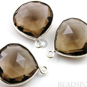 Smoky Topaz Faceted Heart Shape Bezel, (SSBZ7022) - Beadspoint