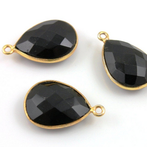 Black Onyx Faceted Pear Bezel, (BZCT7402) - Beadspoint