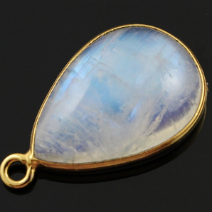 Natural Rainbow Moonstone Bezel Pendant, (RNM-A-13) - Beadspoint