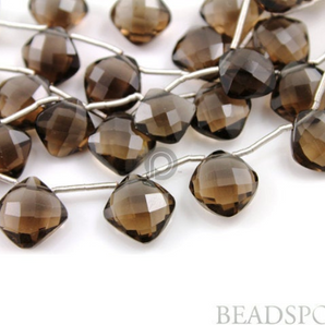 Brazilian Smokey Topaz Faceted Top Drill Cushions, (STZ9-10Cshn) - Beadspoint