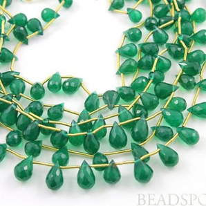 Green Onyx Faceted  Tear Drops, (GRX6x8Tear) - Beadspoint