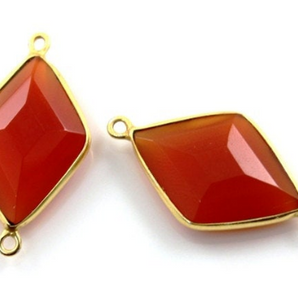 Carnelian Faceted Diamond Connector,, (BZC8047) - Beadspoint