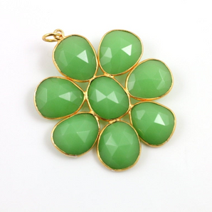 Green Chrysoprase Fancy Flower Pendant, (FLR-LG-A) - Beadspoint