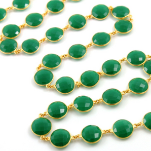 Green Onyx Faceted Coin Chain, (BC-GNX-76) - Beadspoint