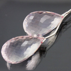 Rose Quartz Large Faceted Tear Drops, (RQ26x13PR) - Beadspoint