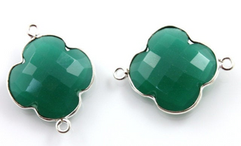 Green Onyx Faceted Clover Bezel, (SSBZC8026) - Beadspoint