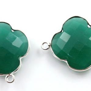 Green Onyx Faceted Clover Bezel, (SSBZC8026) - Beadspoint