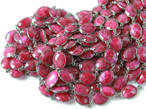 Ruby Faceted Oval Chain, (GMC-RBY-15x13) - Beadspoint