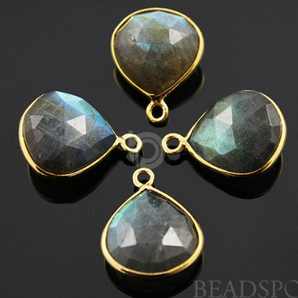 Labradorite Faceted Bezel Heart, (LBZC002) - Beadspoint