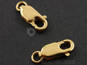 Gold Vermeil  Lobster Claw w/ Open Jump Ring, 3.85x10.2 mm,(VM/851) - Beadspoint