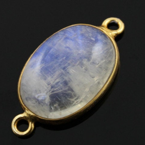 Rainbow Moonstone Faceted Oval Connector, (MCNT03) - Beadspoint