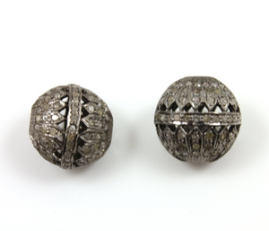 Pave Diamond Designer Oval Bead, (DF/BD165) - Beadspoint
