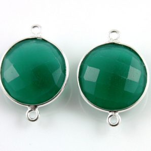 Green Onyx, 925 Sterling Silver COIN Bezel, (SSBZC7251) - Beadspoint