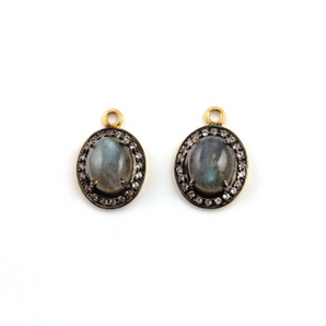 Blue Labradorite w/ White Sapphire, (LABWTZ-A234) - Beadspoint