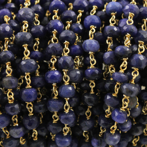 Sapphire Faceted Roundels Wire Wrapped Rosary, (RS-SAP-84) - Beadspoint