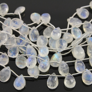 Rainbow Moonstone Faceted Pear Drop, (RM/PR/8x10-9x12) - Beadspoint