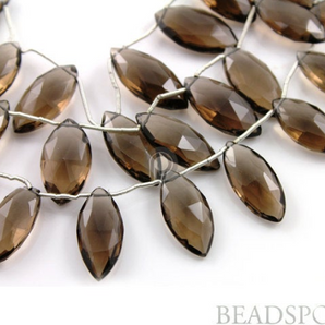 Brazilian Smokey Topaz  Faceted Flat Marquis Drops,   (STZ7x15marq) - Beadspoint