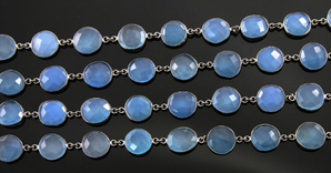 Blue Chalcedony Faceted Oval Chain, (BC-BCL-05) - Beadspoint