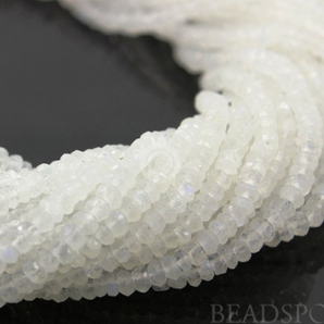 Rainbow Moonstone Faceted Rondelle Beads, (MNS3FRNDL) - Beadspoint