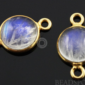 Natural Rainbow Moonstone Faceted Round Connector,  (RNM10) - Beadspoint