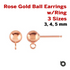 Rose Gold Filled Ball Earrings w/Ring, 3 Sizes (RG/317)