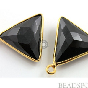 Black Onyx Faceted Triangle Bezel, (BZC7575-A) - Beadspoint